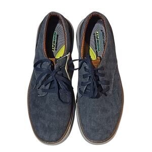NWOB Skechers Wide Fit Men’s Vegan Casual Shoes Navy Memory Foam Sz 11.5